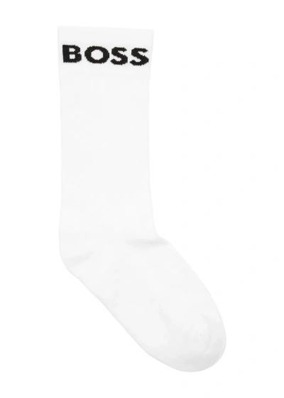 Hugo Boss Boss Sport Logo Cotton-blend Socks In White