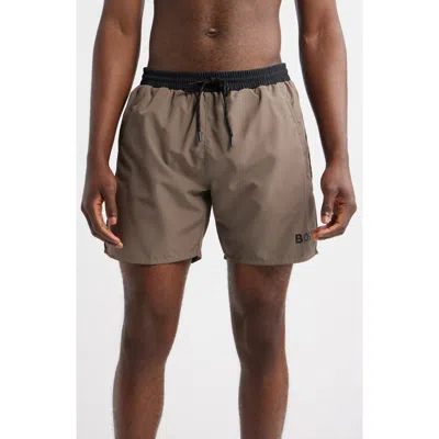 Hugo Boss Boss Starfish Volley Swim Trunks In Brown
