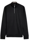 Hugo Boss Boss Stimmann Half-zip Cotton-blend Sweatshirt In Black