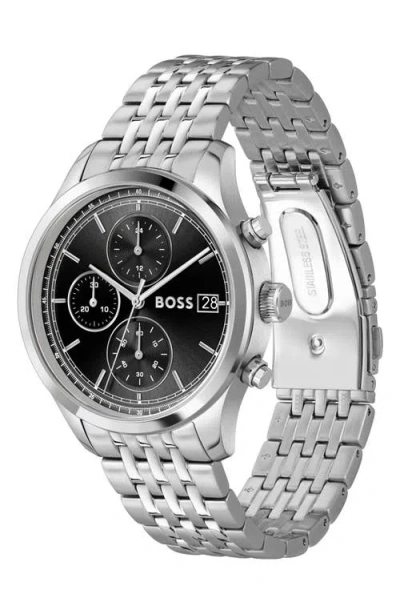 Hugo Boss Steel-bracelet Watch With Black Dial In Metallic