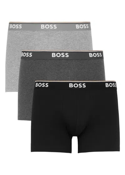Hugo Boss Boss Stretch-cotton Boxer Briefs In Grey