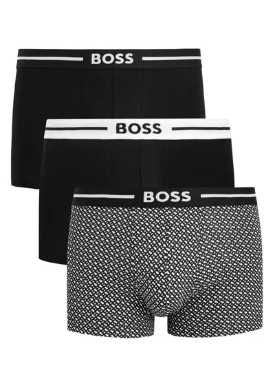 Hugo Boss Boss Stretch-cotton Boxer Trunks In Black