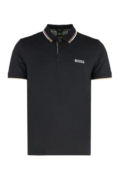Hugo Boss Boss Stretch Cotton Piqué Polo Shirt In Black