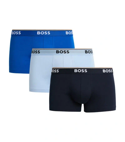 Hugo Boss Boss Stretch-cotton Power Trunks (pack Of 3) In Multi
