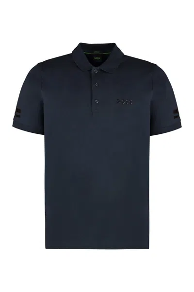 Hugo Boss Short-sleeve Cotton Polo Shirt In Blue