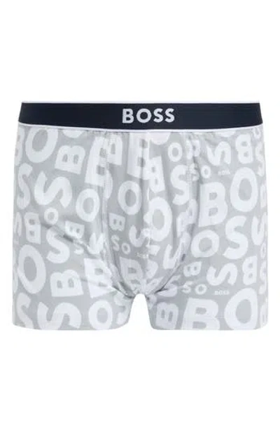 Hugo Boss Boss Stretch Cotton Trunks In Gray