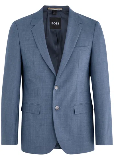 Hugo Boss Boss Stretch-wool Blazer In Blue