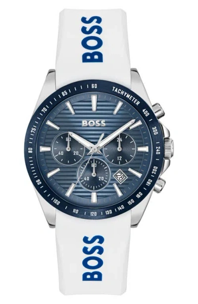 HUGO BOSS BOSS STRIKE CHRONOGRAPH SILICONE STRAP WATCH, 41MM