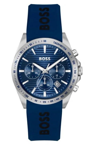 HUGO BOSS BOSS STRIKE CHRONOGRAPH SILICONE STRAP WATCH, 41MM