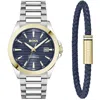 Hugo Boss Boss Strike Watch And Bracelet Silver In Metallic