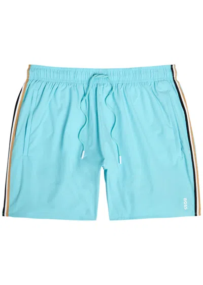 Hugo Boss Boss Stripe Shell Swim Shorts In Blue