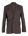Hugo Boss Boss Striped Blazer In Brown Cotton In Brown