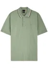 Hugo Boss Gray Bonded Polo In Light Green