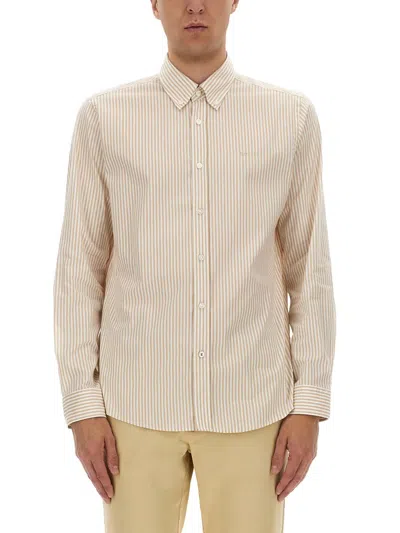 Hugo Boss Boss Striped Shirt In Sand