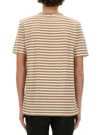 Hugo Boss Striped T-shirt In Beige