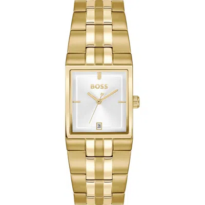 Hugo Boss Boss Strivo Goldtone Tank Bracelet Watch, 25.6mm X 28mm In Red