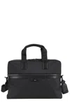 Hugo Boss Boss Structured Briefcase With Logo Applique And Removable Strap In Black