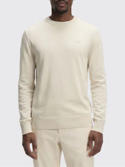 Hugo Boss Boss Basic Cotton Crew Neck Knit Top In White