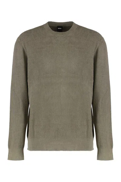 Hugo Boss Maglione Effetto Velluto A Coste Marrone In Multi