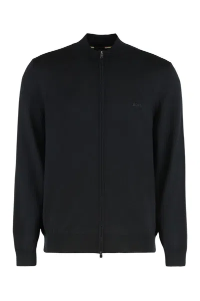 HUGO BOSS BOSS SWEATER WITH ZIPPER IN VIRGIN WOOL