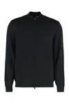 Hugo Boss Boss Sweater With Zipper In Virgin Wool In Black