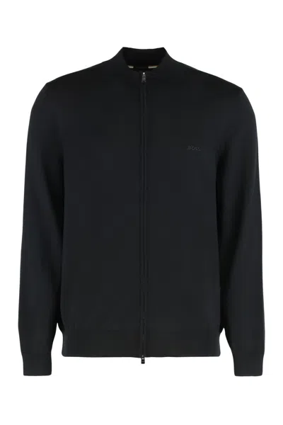 HUGO BOSS BOSS SWEATER WITH ZIPPER IN VIRGIN WOOL