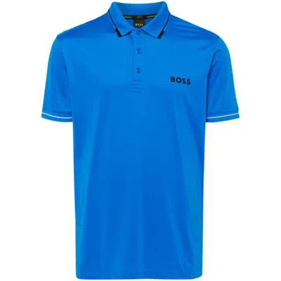 Hugo Boss Blue Bonded Polo In 461-open Blue