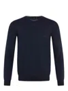Hugo Boss Interlock-cotton Sweatshirt With Logo Detail And Crew Neckline In Blue