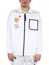 Hugo Boss Logo Print High Collar Sweatshirt With Front Pocket In White