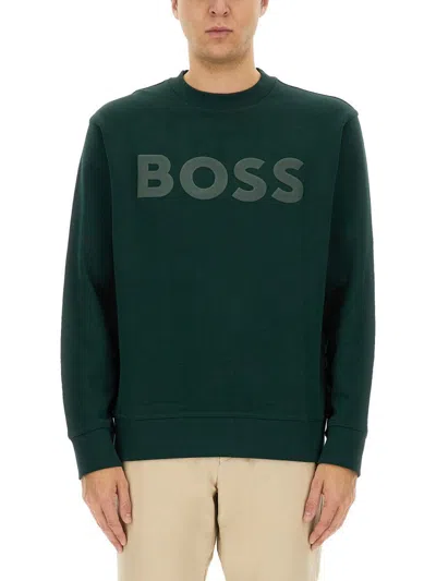 Hugo Boss Boss Sweatshirt With Logo In Green