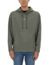 Hugo Boss Cotton-terry Hoodie With Contrast Logo In Grey