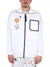 Hugo Boss Logo Print High Collar Sweatshirt With Front Pocket In White