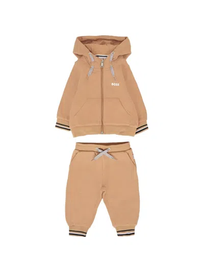 Hugo Boss Boss Mini Sweatshirt And Pants Set In Brown