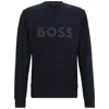 Hugo Boss Stretch-cotton Sweatshirt With Sandwich Logo In Blue