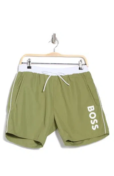 Hugo Boss Boss Swim Trunks In Green