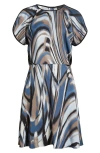 Hugo Boss Boss Swirl Print A-line Dress In Multi