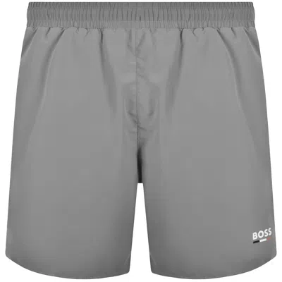 Hugo Boss Boss Swordfish Swim Shorts Open Grey In Gray