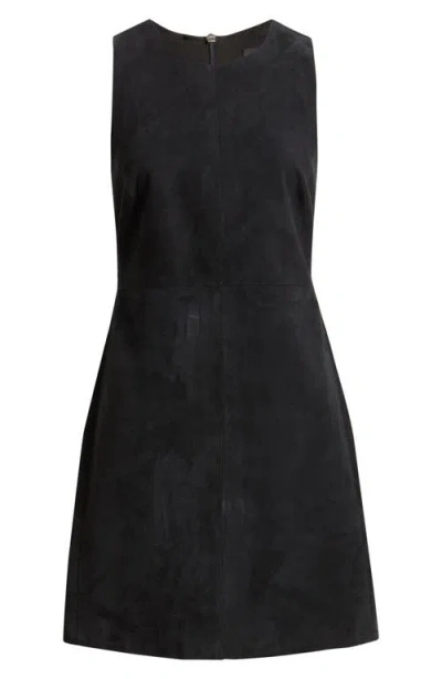 Hugo Boss Boss Sycara Sleeveless Suede Minidress In Black