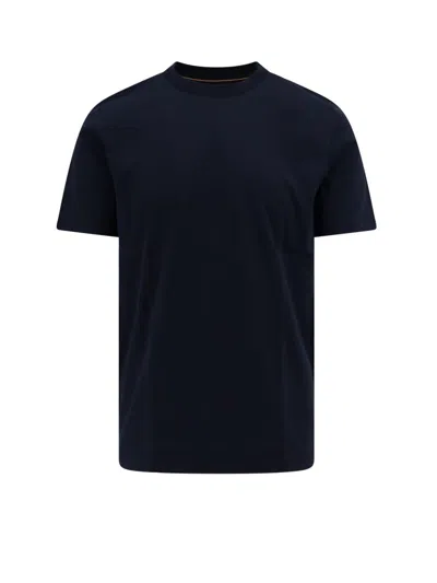 Hugo Boss Cotton-jersey Regular-fit T-shirt With Ribbed Collar In Dark Blue