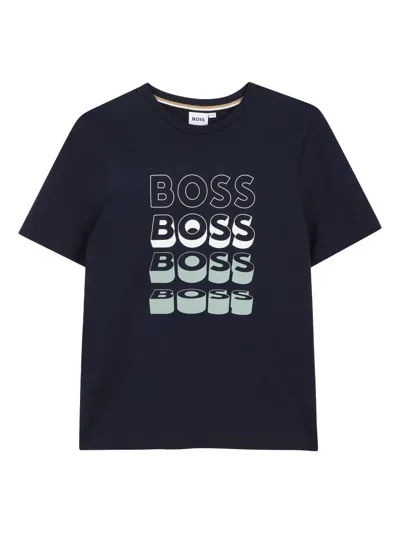 Hugo Boss Boss T-shirt Con Stampa Logo In Blue