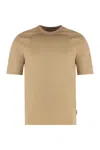 Hugo Boss Boss T-shirt Crew Neck In Technical Fabric In Brown