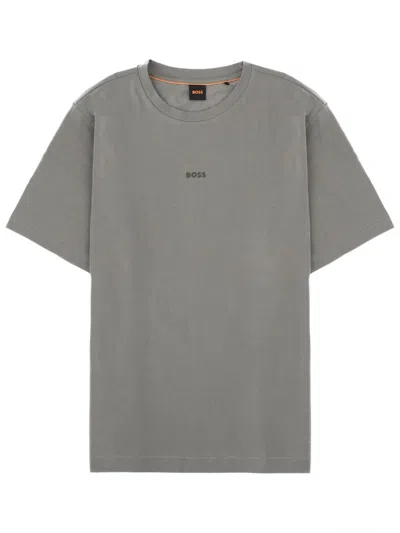 Hugo Boss Boss Green Cotton-blend T-shirt In Gray