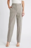 Hugo Boss Boss Tabitha Wool Blend Straight Leg Pants In Beige Melange Flannel