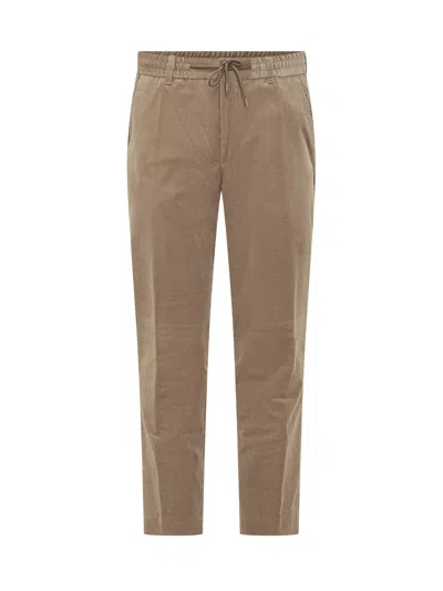 Hugo Boss Boss Tailored Cotton-blend Trousers With Stretch Waist In Brown