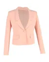 Hugo Boss Boss Tailored Cropped Blazer In Pink Viscose In Pink