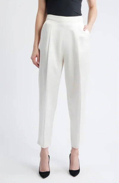 Hugo Boss Boss Takerana Pleated Tapered Straight Leg Pants In White