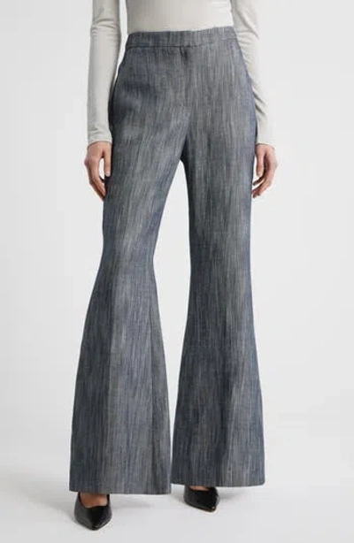 Hugo Boss Boss Talifia Sharkskin Twill Flare Trousers In Charcoal Sharkskin