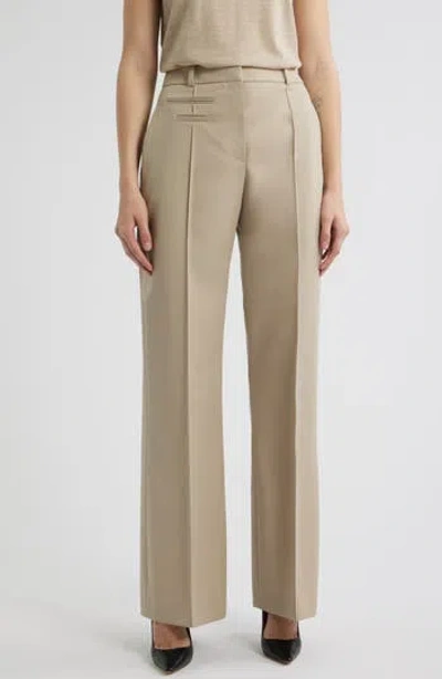 Hugo Boss Boss Talima Wool Wide Leg Pants In Lt Bge