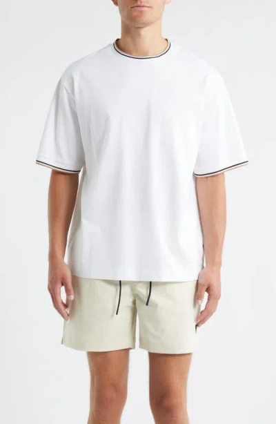 Hugo Boss Boss Tames Tipped Crewneck T-shirt In White