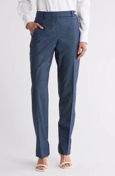 Hugo Boss Boss Tanuri Wool Straight Leg Pants In Blue